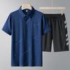 Middle Aged And Elderly Sports Suit Men's Casual Ice Silk Short Sleeved Men's Two-piece Set
