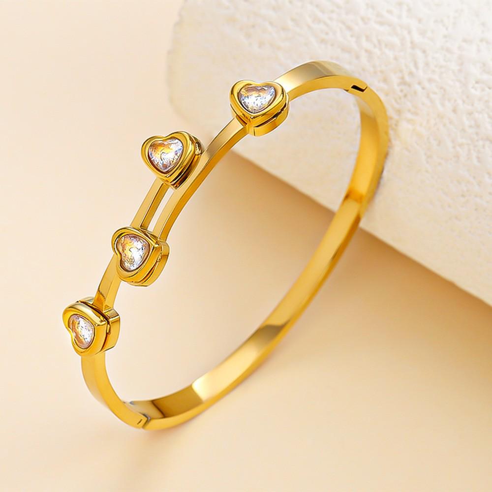 Универсальный пересекающийся браслет из нержавеющей стали с инкрустацией в виде сердца и застежкой белый