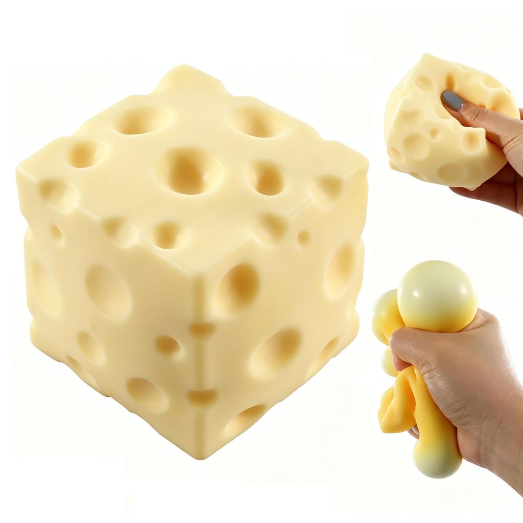 Cheese Shaped Stress Relief Toy Soft Cube with Clay Filling Sensory Fidget for Relaxation and Focus Suitable for Office and Home Use