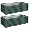 Set of Two 110 x 50 cm Steel Planter Boxes - Green