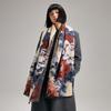 Vintage Flower Jacquard Scarf, Elegant Soft Warm Fringe Shawl Autumn Winter Coldproof Windproof Blanket Scarf