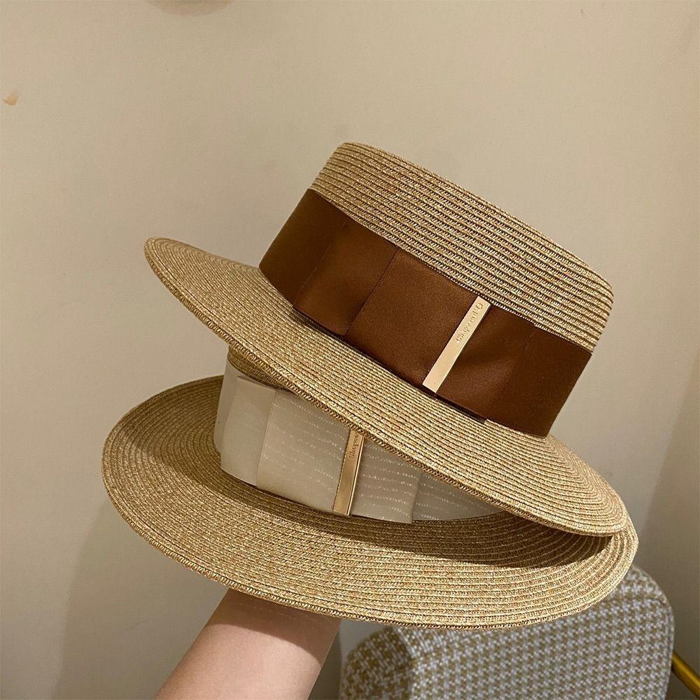 British Style Satin Bow Ladies Sun Hat Wide Brim Elegant Sun Protection Hat Sun Protection Visor Cap Outdoor Activities