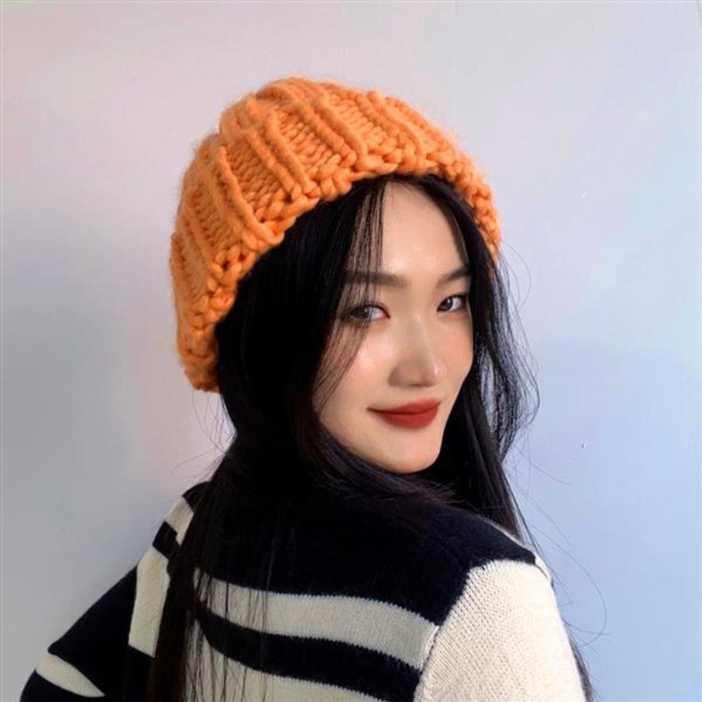 MI Twisted Knit Beanie (Orange)