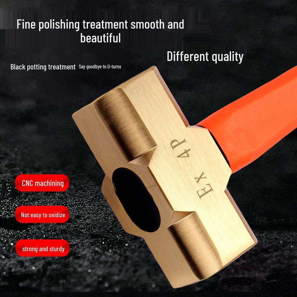 Explosion-Proof Non-Sparking Brass Sledgehammer - Octagonal Copper Alloy, 2lb, 4lb, 8lb Options