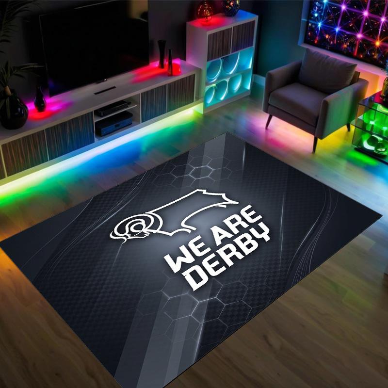 Derby County Design Crystal Velvet Carpet Cozy Non?Slip Printed Rug For Bedroom Living Room Entrance