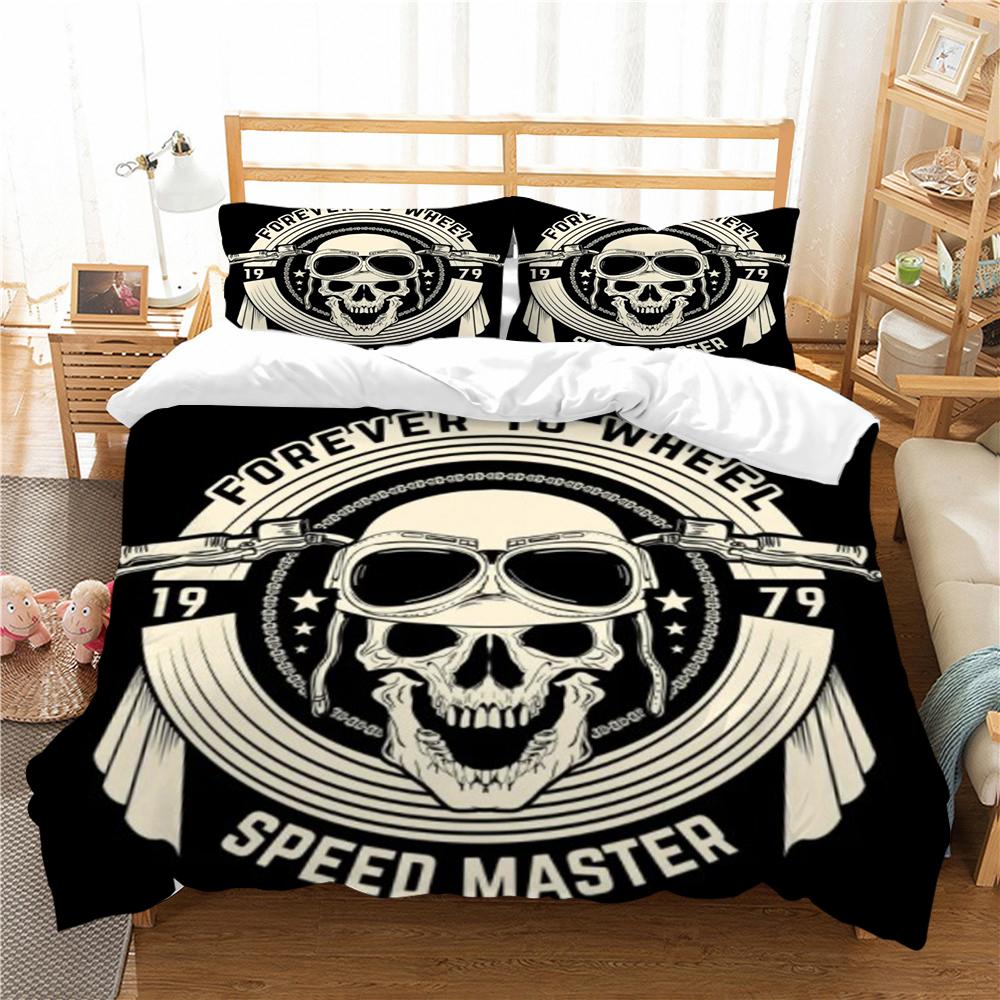 Duvet Cover Skull Print Bedding Set Cover Aesthetic Bedding Suit Children Home Bed Clothes Single Double Size Bed Set