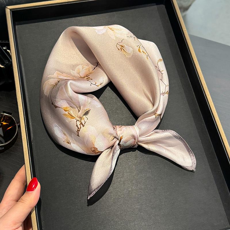 

100% Шелковый Квадратный Шарф для Женщин Настоящий Шелк Тутового Дерева Хиджаб Шарфы Женская Мода Роскошная Повязка на Голову Шаль Платок Бандана 53x53cm