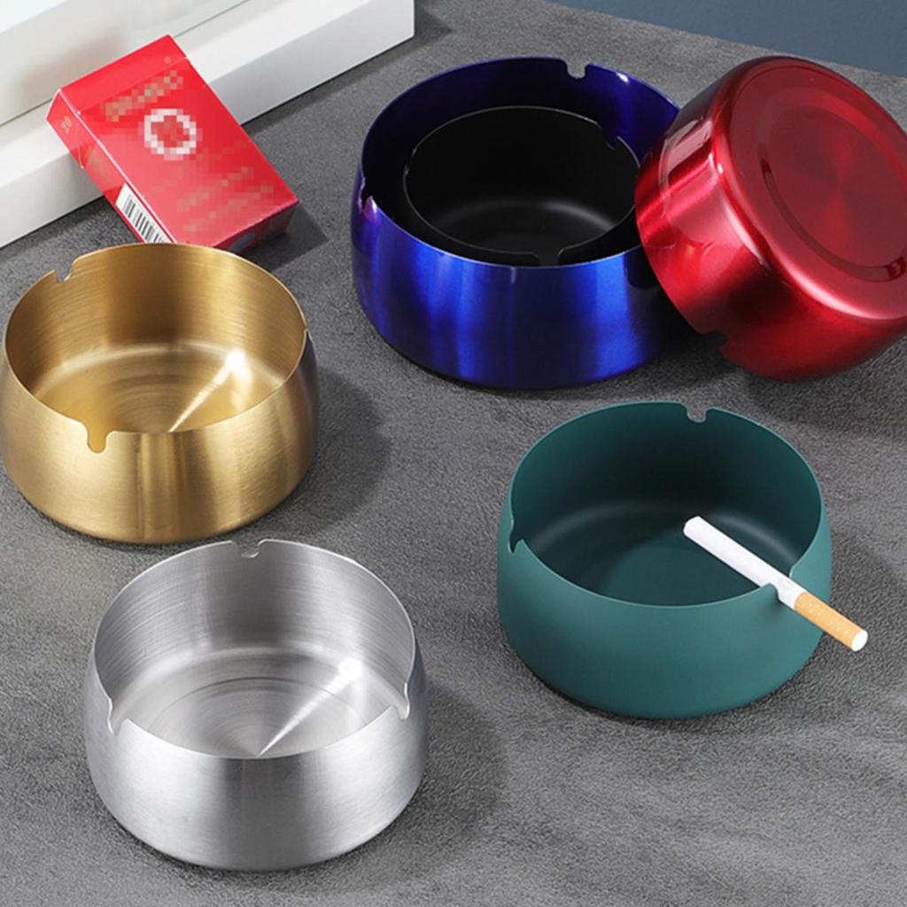 Ash Tray Stainless Steel Ashtray  Convenient Delicate Outdoor Desktop Ornament Wear-Resistant Office