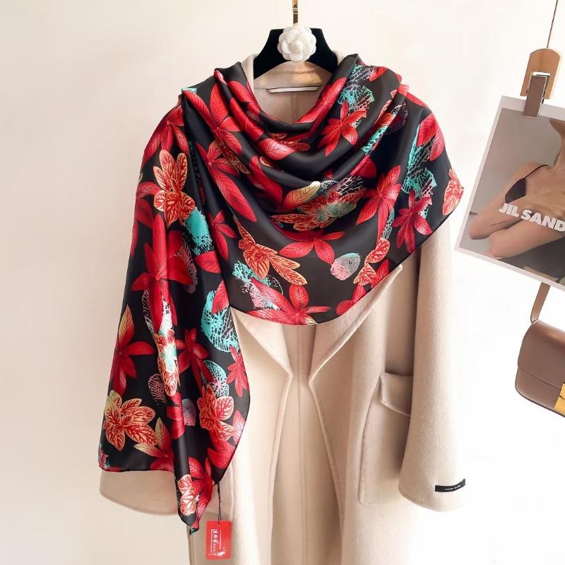 High Quality Silk Scarf Dual Use Shawl Thin Versatile Fashion Women Scarf
