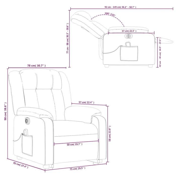 VidaXL Fauteuil Inclinable de Massage Électrique, Chaise de Relaxation avec Dossier, Siège avec Accoudoirs Salon, Moderne, 3205288