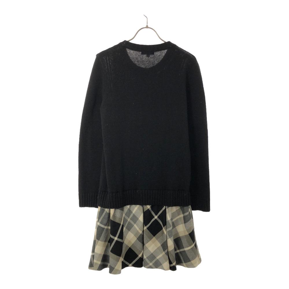 BLUE LABEL CRESTBRIDGE Sanyo Shokai Check Pattern Long sleeve Fisherman's knitwear one piece Women Used
