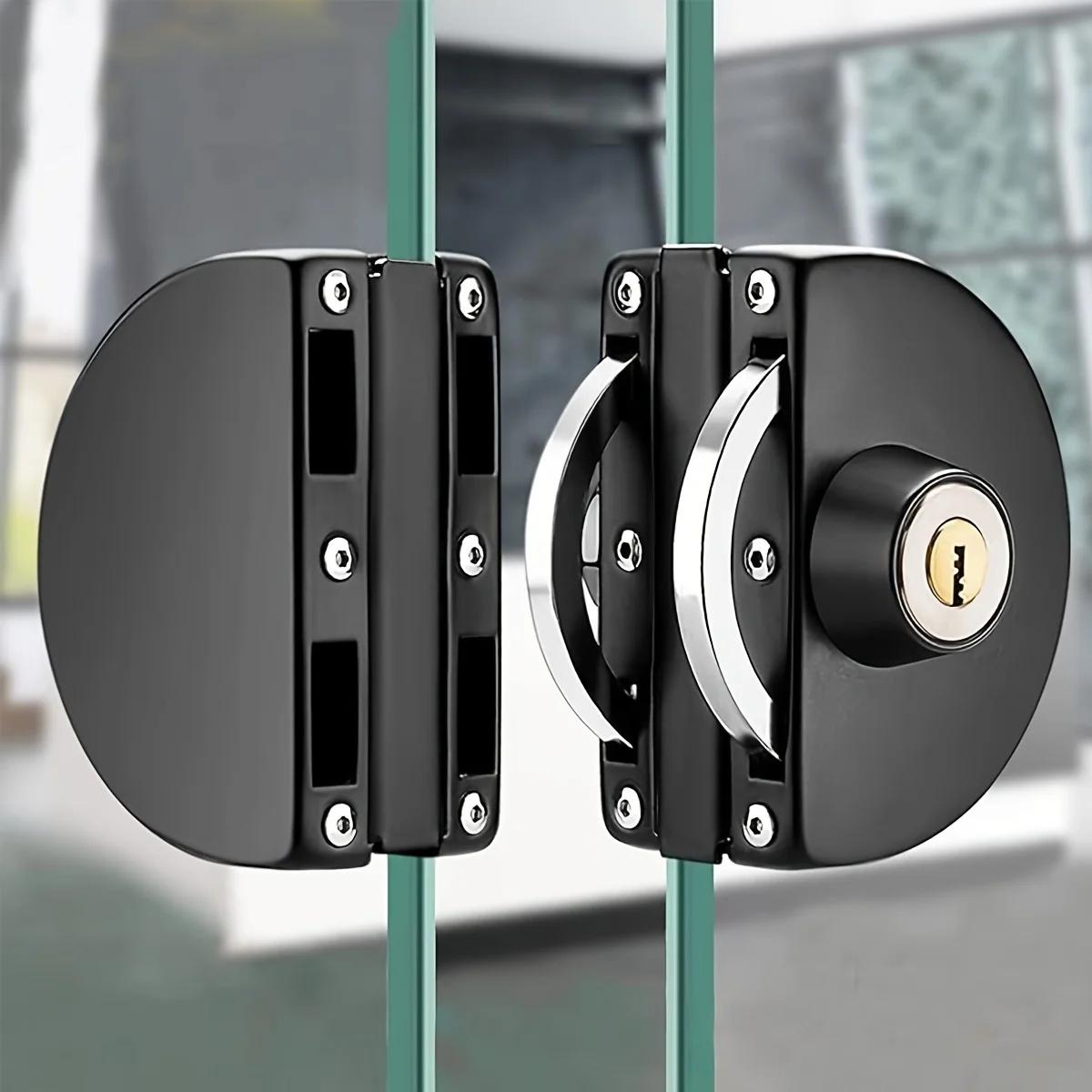 Glass Door Lock Stainless Steel Double Bolt Rotary Sliding Access Control Office Glass Door Lock чёрный