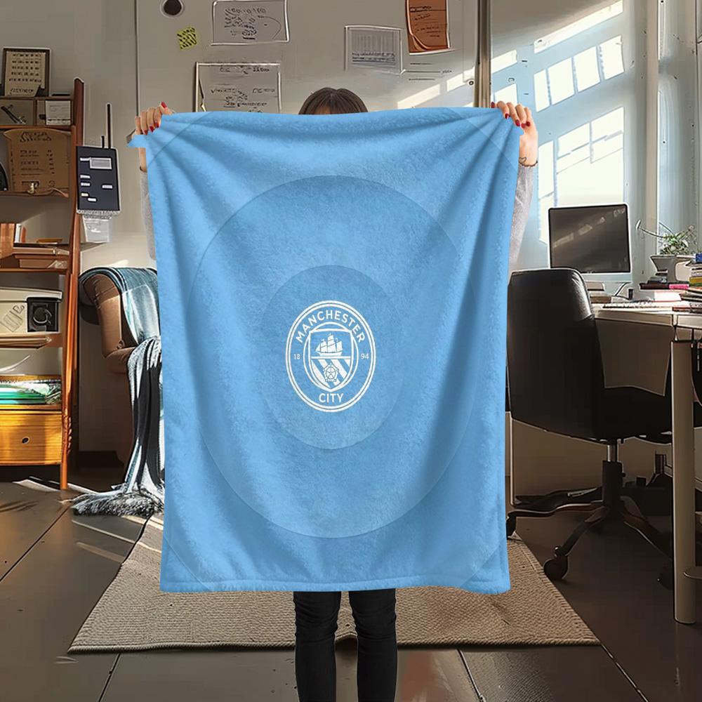 Manchester City Football Club Flannel Blanket, High quality Comfortable for All Seasons, Home Decor, Warmth and Comfort