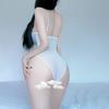 Spaghetti Strap Embroidered See-Through Lingerie with Open Crotch