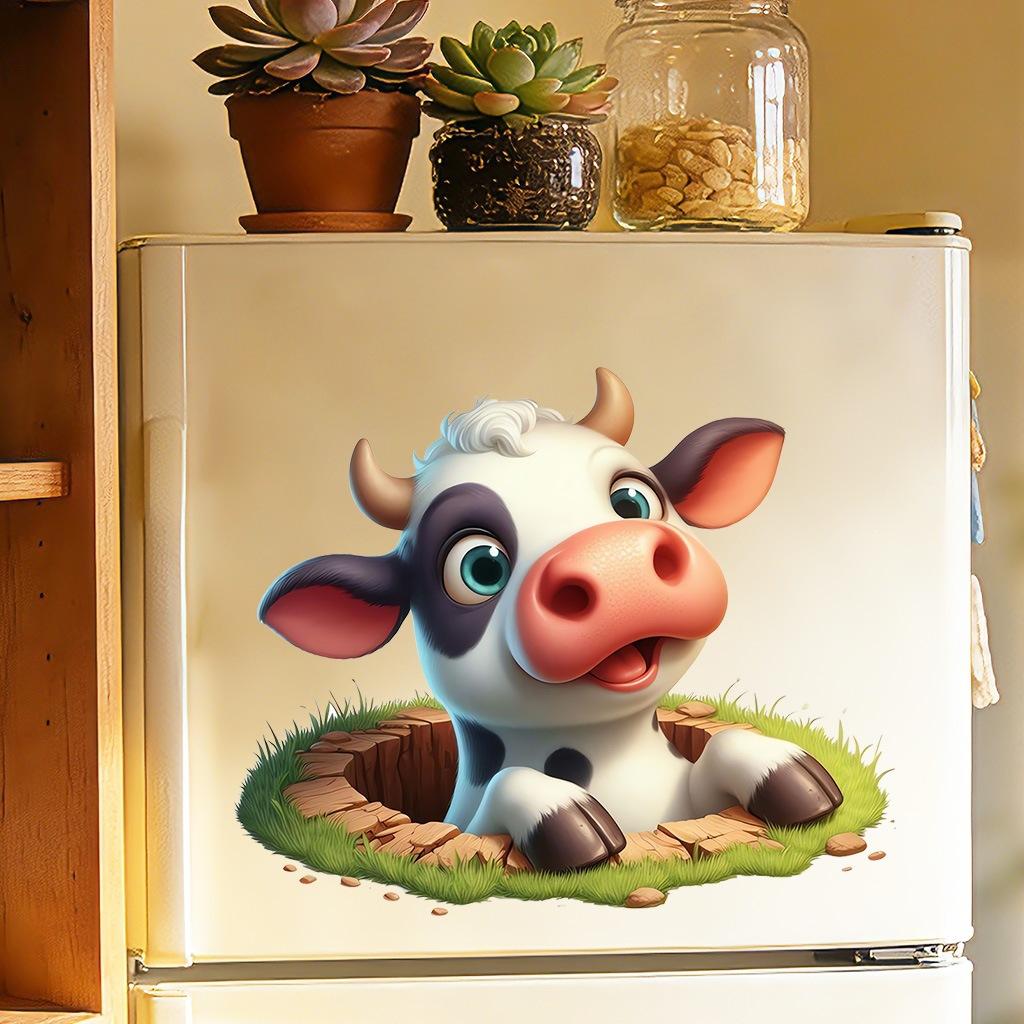 Self-adhesive Peeking Cow Wall Stickers Floor Decals for Living Room Bedroom Home Decor