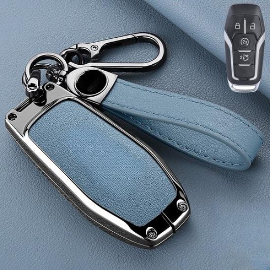 Zinc Alloy Leather Car Remote Key Fob Case Cover Holder For Lincoln MKC MKX MKZ