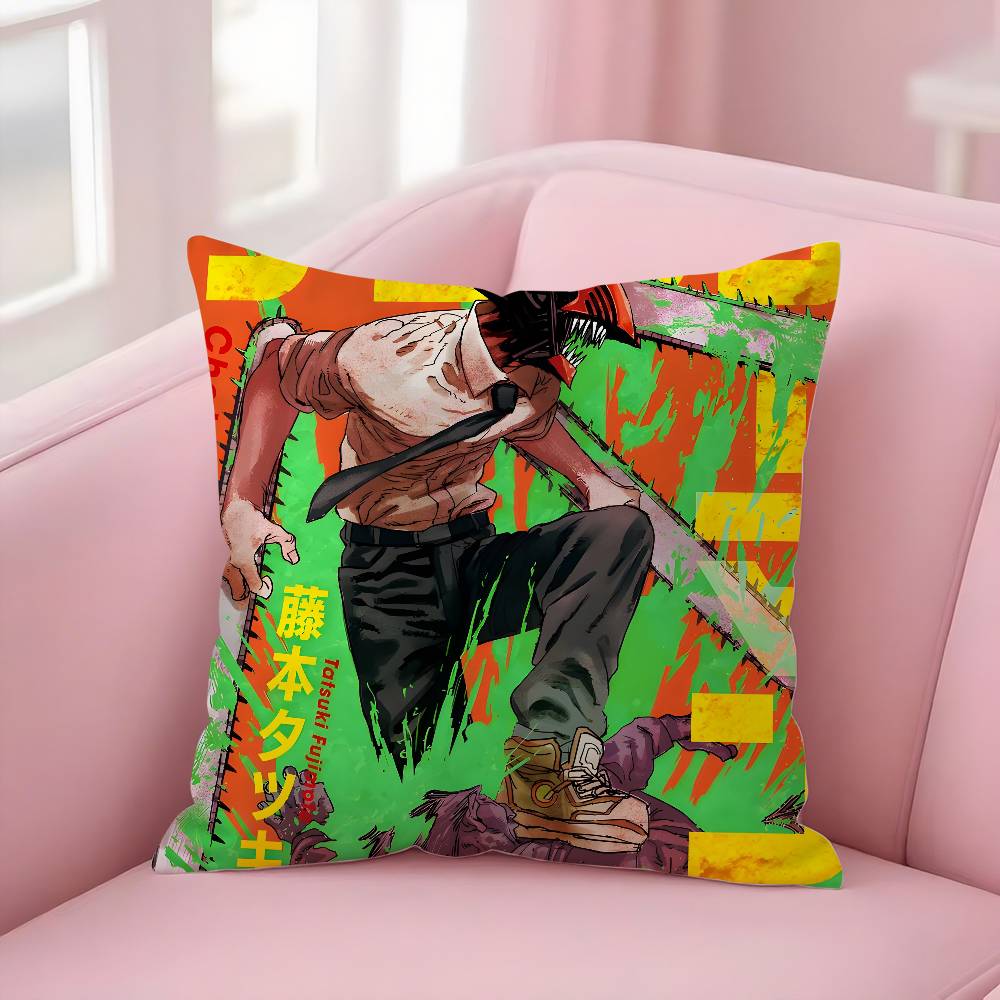 Popular Anime C-Chainsaw Mans Pillow Case Soft Plush Fabric Double Sided Print Decorative Home Living Room Gift Cushion Cover