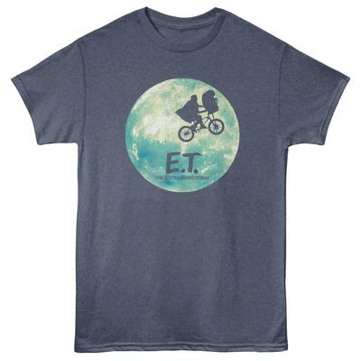 E.T. The Extra-Terrestrial 1982 Movie Flying Bike Moon Background Men's T Shirt