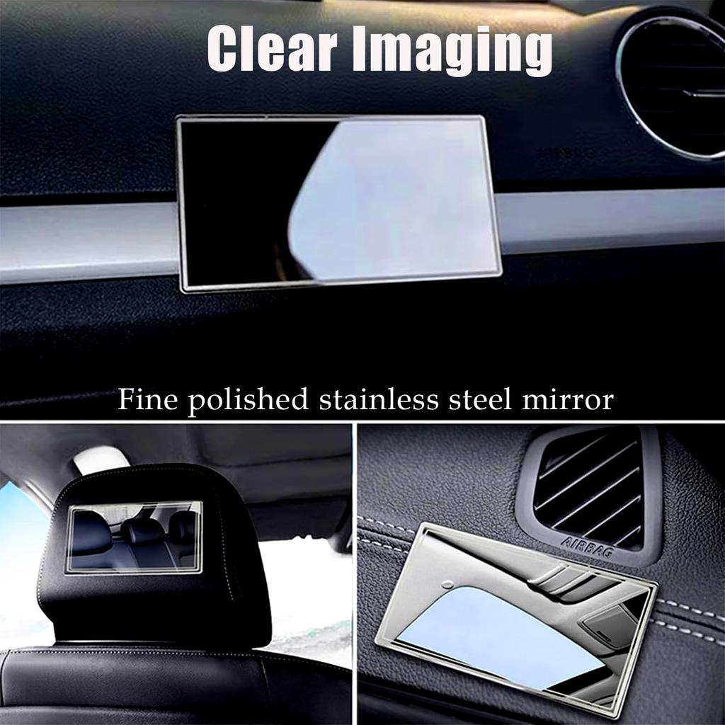 Car Visor HD Vanity Portable Seat Back Stainless Steel Universal Car Interior Vanity Mirror Mirror, Self-Adhesive Mirror,