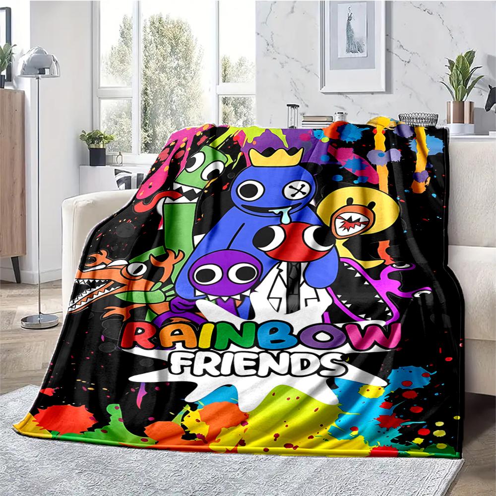 Rainbow Friends Theme Printed Blanket - Perfect for Couch, Bed, Travel & Outdoor Use | Machine Washable, Cozy & Durable.