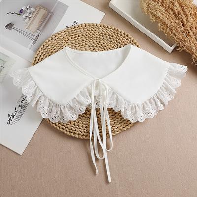 Protection Solaire Multifonctionnelle Poupée Amovible Faux Col Châle Revers Broderie Maillée Dentelle Florale Faux Col Accessoire Vestimentaire