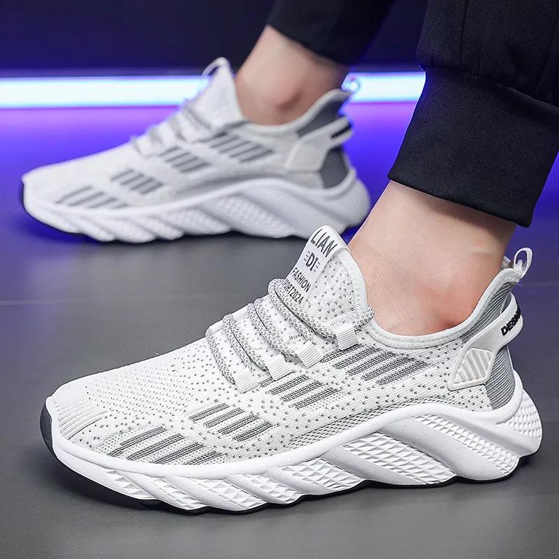 Fashion Spring 2025 New Breathable Men's Sneaker Shoes Mesh Men's Shoes Casual Fly-woven Running Shoes