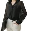 Women's Semi-Sheer Chiffon Shirt - Spring/Summer Casual Style, Ideal for Commuting & Sun Protection