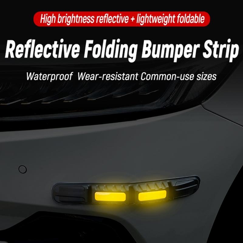 1 Pair Car Bumper Protective Strips Reflective Anti Scratch Tape Adhesive TPU Guard for Vehicle Collision Protection