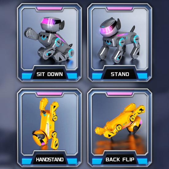 Cachorro Robô de Controle Remoto Brinquedo Programação Inteligente Interativo Cachorro Elétrico Crianças Pequenas 2.4GHz RC Caminhando Dançando Brinquedo Cachorrinho com Olhos LED