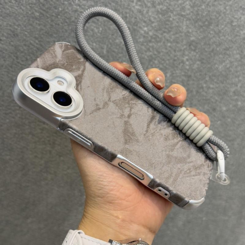 Luxury Ins Velvet Fashion Case For iPhone 16 Plus 15 14 13 12 Pro Max 11 Shockproof Silk Flannel Partern Cloth Hand Strap Cover