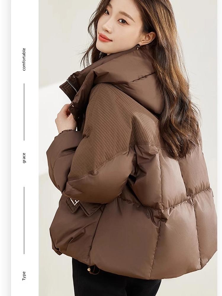 Veste d'hiver chaude épaisse coupe-vent à capuche courte pour femme