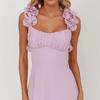 European and American Cross-border New Purple Backless Ruffled Spaghetti Strap Dress for Women, Summer Elegant A-line Long Skirt