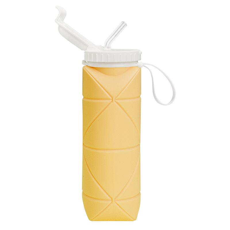 600ml Foldable Silicone Water Bottle: Portable, Straw-Style, Ideal for Outdoor Sports and Travel