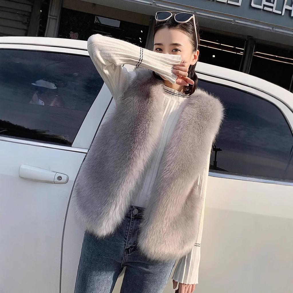 Autumn and Winter Fur Vest Women's Short Fox Hair Fake Hair Artificial Hair Vest Jacket