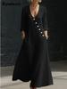 TikTok Summer Lazy Style V-Neck Pleated Swing A-Line Resort Maxi Dress Women One-Piece Long Dress