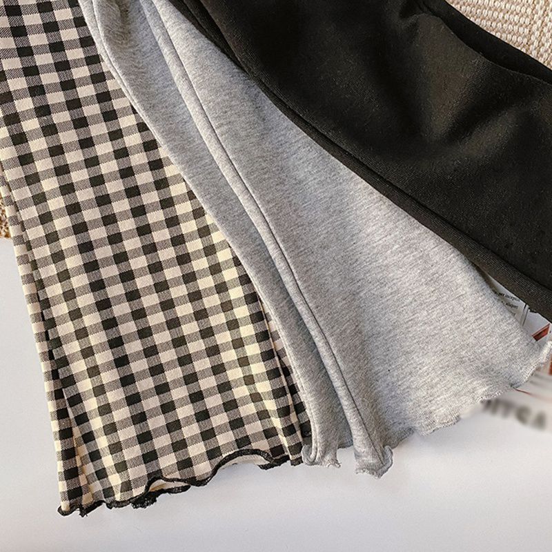 Mädchenhosen, Kinderhosen, hochelastische, ausgestellte Hosen aus Fadenstrick und Spitze