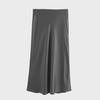 "2024 Spring/Summer Satin Textured High Waist Skirt for Women - European & American Style, Solid Color, Long Length"