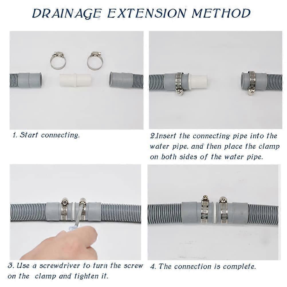 1.5M Long Drain Hose Extension Pipe Kit, Universal Replacement Washing Machine Drain Hose, Extra Long Washing Machine