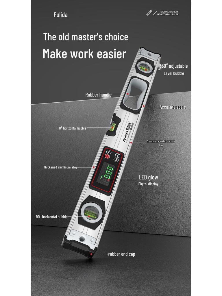 High Precision Electronic Digital Level with Strong Magnetic Base & Inclinometer