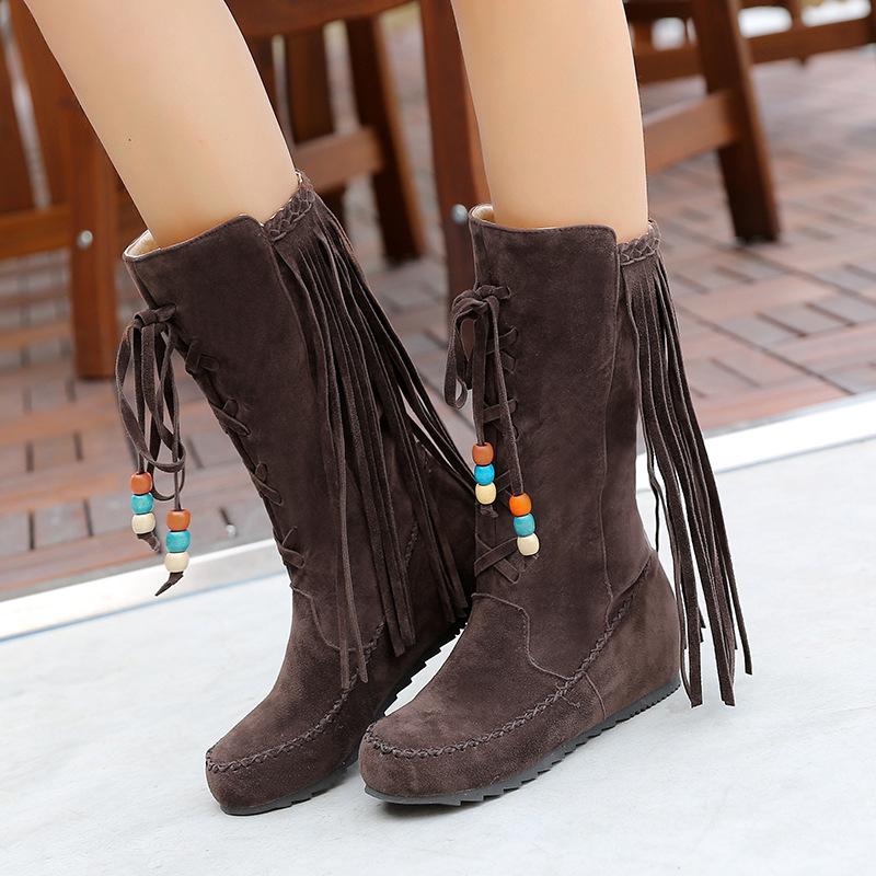 Inner heightening short boots large size women's shoes round head - women's boots Martin boots matte