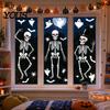 Thick PVC Window Sticker 3Pcs Halloween Skeleton Glass Stickers, Waterproof Clings, Static Decals, Wear-resistant Cling Removable Stickers