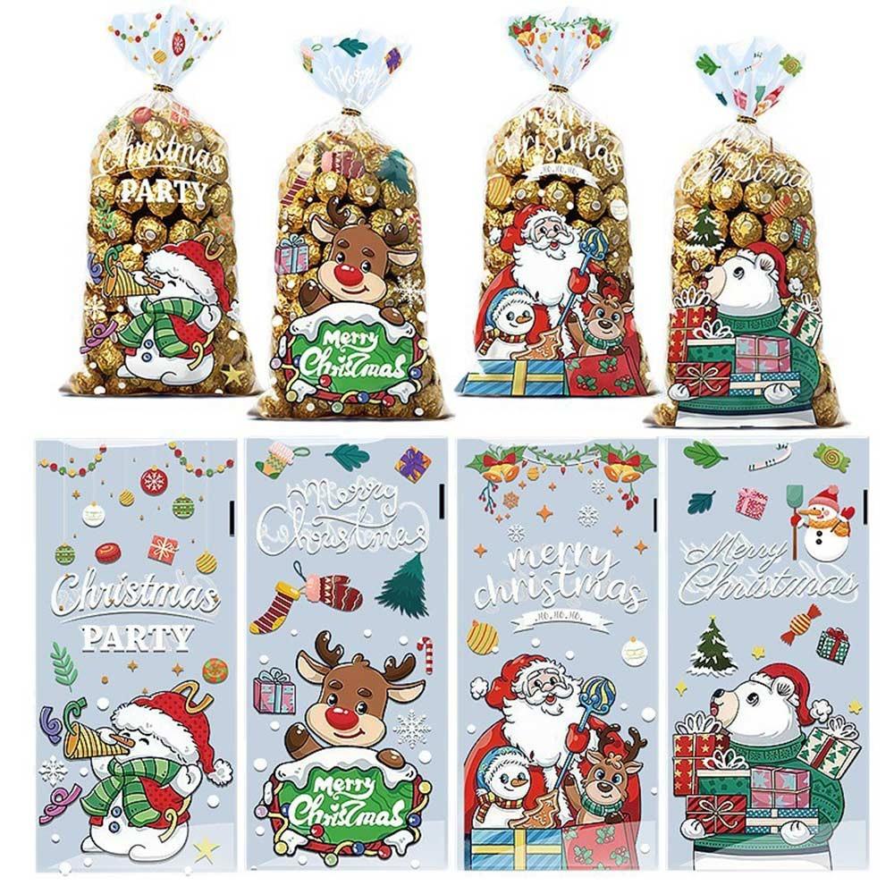 50PCS Multicolor Christmas Candy Bags Christmas Packaging Bag Cookies Candy Snacks 1