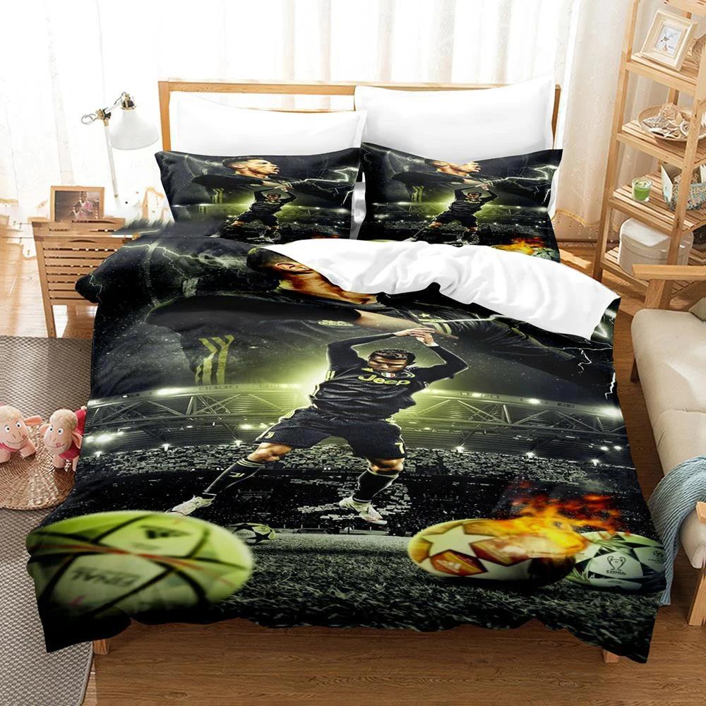 Football Star CR7 Soccer Bedding Set Boys Girls Twin Queen Size Duvet Cover Pillowcase Bed Boys Adult Fashion Home Textileextile