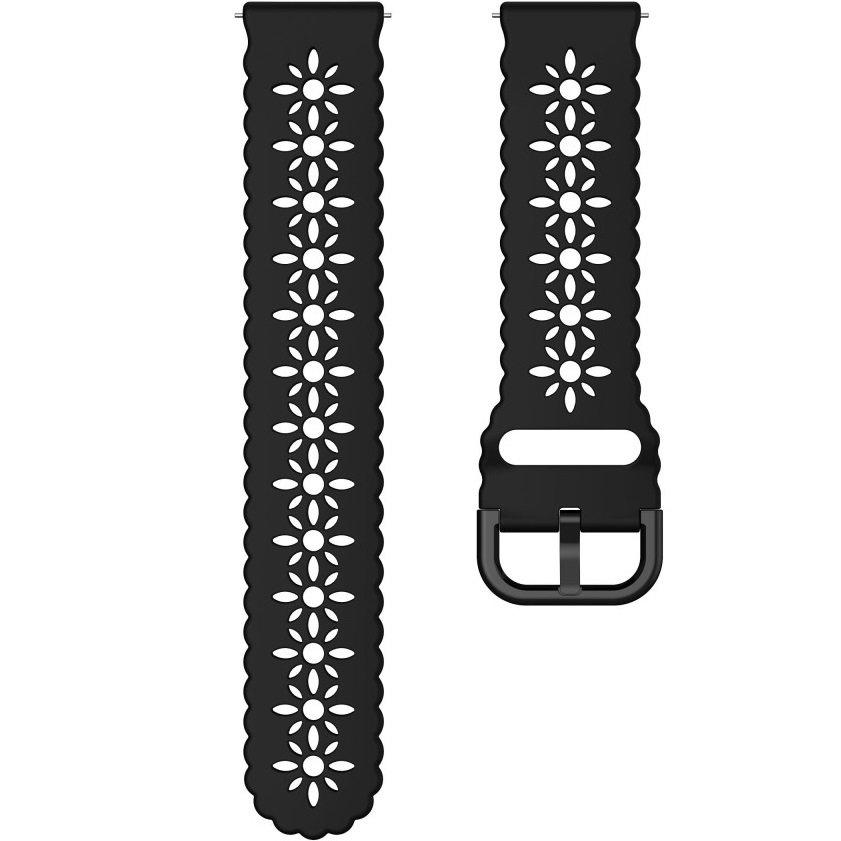 Universal Silicone Strap 20mm Soft Hollowed-out, Black