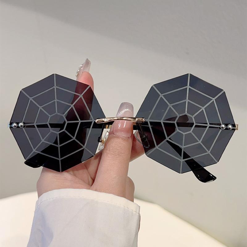 Cobwebs Shaped Sunglasses Men Rimless Stylish Funny Decor Shades Women Ins Trendy Chic Brand Design Rave Sun Glasses
