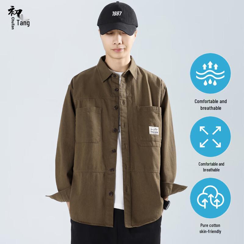 Мужская тяжелая рабочая рубашка-куртка в американском ретро стиле 2XL