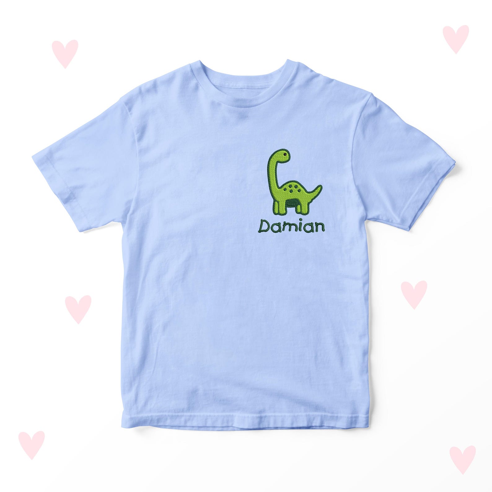 Embroidered Dinosaur Kids T-shirt, Personalized Dino Clothing 130