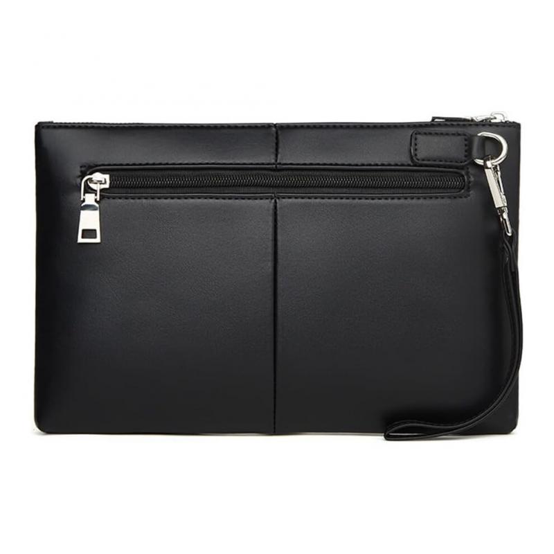 Lässige Herren-Kupplungstasche Schwarzes PU-Leder 25x2x17 cm Stilvoller Organizer für das Nötigste