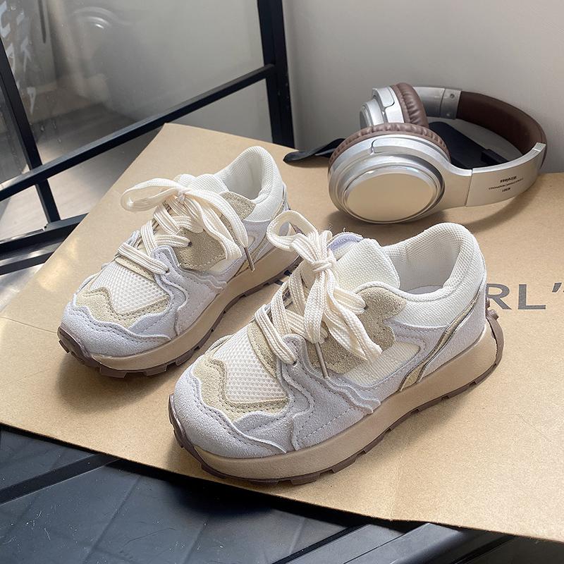 

Студенческие кроссовки Защита от грязи Нескользящие Детская спортивная обувь Толстая мягкая подошва 2025 Новая мода Детские кроссовки Сетчатые дышащие 23 бежевый