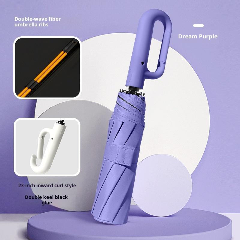 Ring-Schnallen-Design Automatischer Regenschirm für Männer Frauen Faltbar 105 cm Groß Stark Sonnenschirm UV-Schutz Regenschirm